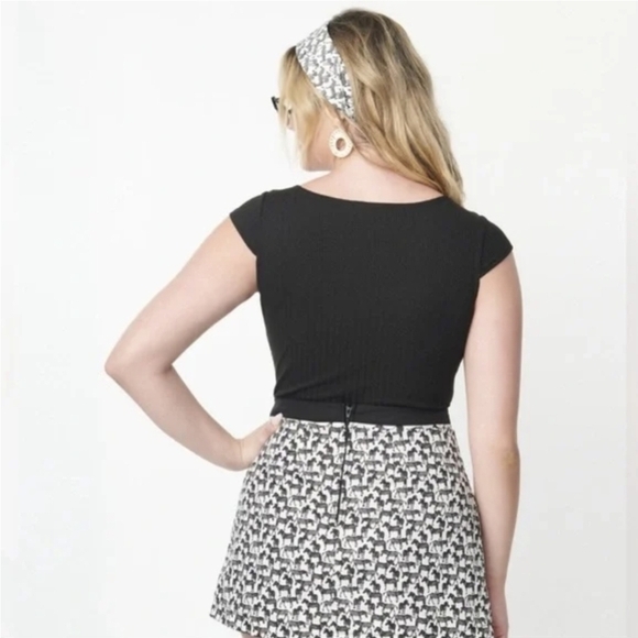 UNIQUE VINTAGE Black & White Zebra Print Hide & Seek Skort, Various Sizes. NWT - Picture 3 of 13